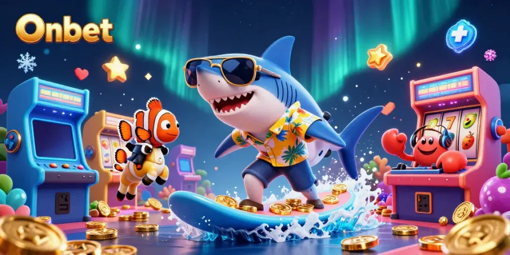 Experience the thrilling Onbet gaming undersea adventure with cartoon characters and casino elements.