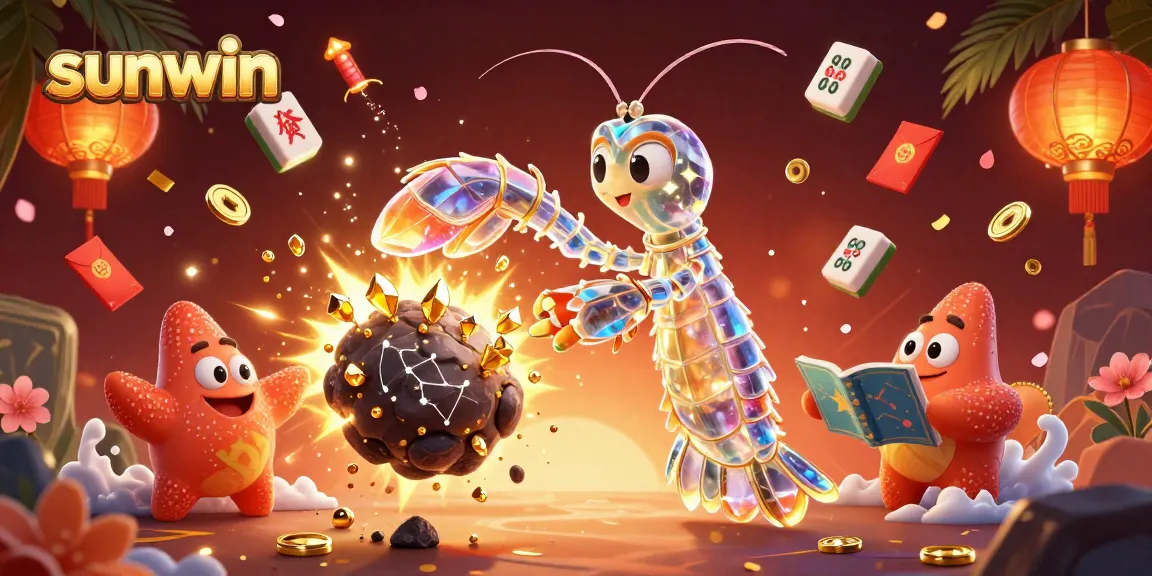 Sunwin players enjoy a vibrant 3D illustration of gaming excitement with starlit themes and casino elements.