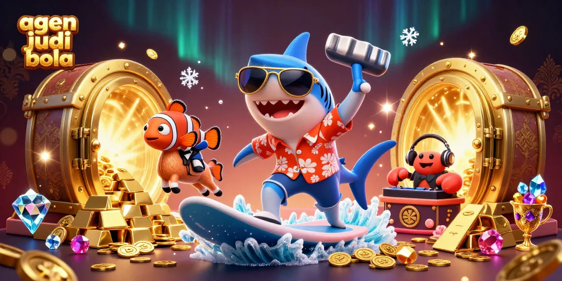 Experience thrilling betting with agen judi bola in a vibrant underwater casino themed illustration.