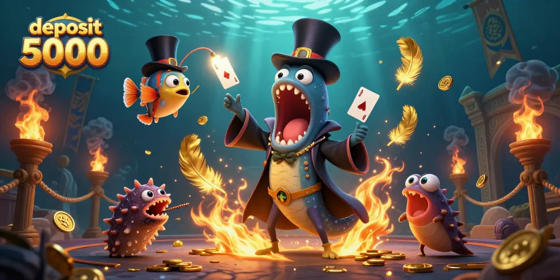 Engage with deposit 5000 strategy in a vibrant underwater casino scene with colorful characters.