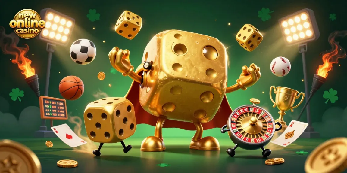 Experience winning excitement at a new online casino with dynamic dice and gold coins in vibrant action.